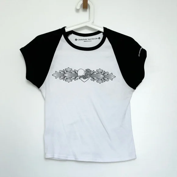トップス chrome hearts WOMENS BASEBALL TEE Chrome Hearts | Tops | Chrome Hearts Black And White Baseball Tee